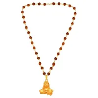 morir Gold Plated Brass Big Size Adiyogi Shiva Pendant With Rudraksha Seeds Mala Necklace For Unisex-thumb1