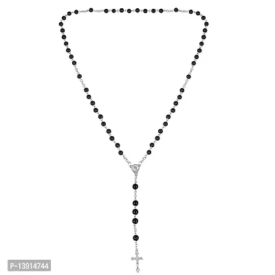 morir Handmade Black Onyx 8mm Bead Cross Crucifix Christian Rosary Bead Mala Necklace Religions Gifts Jewellery For Men Women