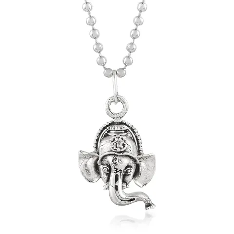 morir Plated Brass Hindu God Ganesha Locket Neck Chain Pendant Necklace Jewellery For Men Women