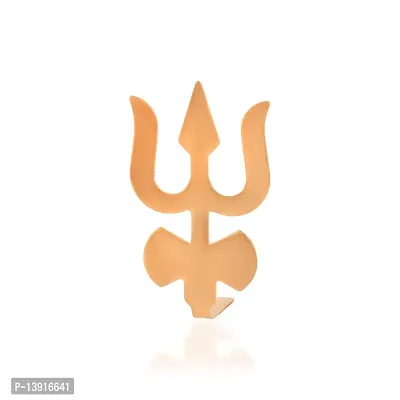 Morir Metal Brass Lord Shiva Trident or Trishul with Damru Shape Tilak Maker Tool Puja Item Deity Ornament for Men Women Teen Girl Kids-thumb0