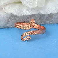 Morir Pure Copper Health Benificial Snake Kaal Sarp (Kaalsarp) Dosh Nivaran Textured Design Open End Free Size Fingerring Adjustable Ring Animal Jewelry for Unisex-thumb2