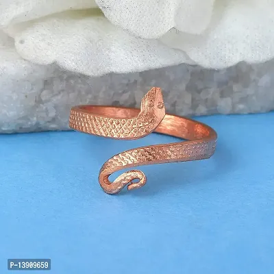 Morir Pure Copper Health Benificial Snake Kaal Sarp (Kaalsarp) Dosh Nivaran Textured Design Open End Free Size Fingerring Adjustable Ring Animal Jewelry for Unisex-thumb3