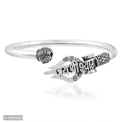 morir Silver Plated Brass Jai Shree Shyam Shyam Baba Khatu Shyam Ji Kada Bangle Bracelet For Men and Women-thumb2