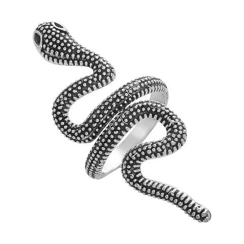 Morir Oxidized Plated Retro Vintage Snake Simple Open Ring Adjustable Animal Jewelry for Women Girls