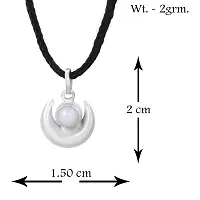 morir Amulet Pendant Necklace for Men Women Silver Plated Half Moon Shape Crescent Moon Pearl Brushed Finished with Black Thread-thumb1