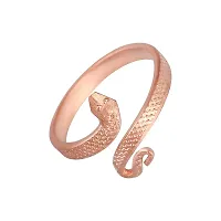 Morir Pure Copper Health Benificial Snake Kaal Sarp (Kaalsarp) Dosh Nivaran Textured Design Open End Free Size Fingerring Adjustable Ring Animal Jewelry for Unisex-thumb1