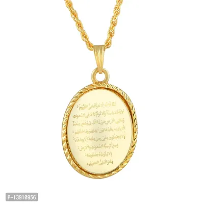 Gold Crescent Moon with Diamond Star Islamic Pendant Necklace