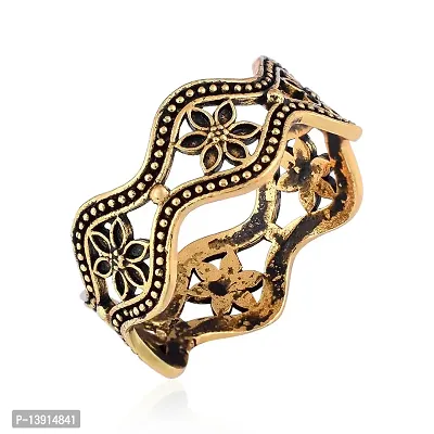 Morir Black/Gold Plated Double Layer Geometric Rings Open Finger Ring For Women