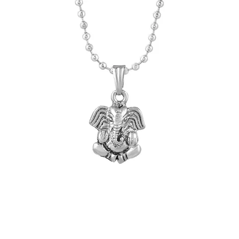 Morir Plated Vintage Look Lord Ganesh Ganapati Vinayak Spritual Chain Pendant Locket Necklace Religious Jewellery for Men and Women