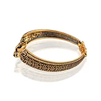 Morir Modern Filigree Black Oxidized Finish Embellished with Mahakal Trishul Damru Charm Fashion Cuff Bangle Bracelet Kada Wristband Religious Jewelry for Unisex-thumb1