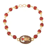 Morir Gold Plated C/Z Stud Beautiful Designer Rudraksha Bracelet Wrist Jewelry for Men and Women-thumb1