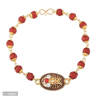 Morir Gold Plated C/Z Stud Beautiful Designer Rudraksha Bracelet Wrist Jewelry for Men and Women-thumb2