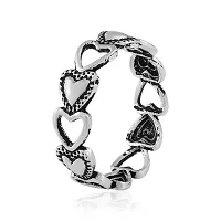 Morir Handmade Silver Plated Small Hearts Strung Together Band Heart Ring For Girlfriend Women Girls Teen-thumb1