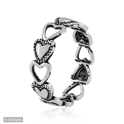 Morir Handmade Silver Plated Small Hearts Strung Together Band Heart Ring For Girlfriend Women Girls Teen-thumb2