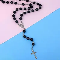 morir Handmade Black Onyx 8mm Bead Cross Crucifix Christian Rosary Bead Mala Necklace Religions Gifts Jewellery For Men Women-thumb2