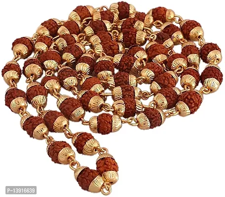 Morir Rudraksha Mala with Golden Cap Hindu Meditation Yoga Rudraksha Mala for Men Women Unisex-thumb4