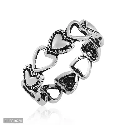 Morir Handmade Silver Plated Small Hearts Strung Together Band Heart Ring For Girlfriend Women Girls Teen-thumb0