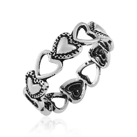 Morir Handmade Silver Plated Small Hearts Strung Together Band Heart Ring For Girlfriend Women Girls Teen