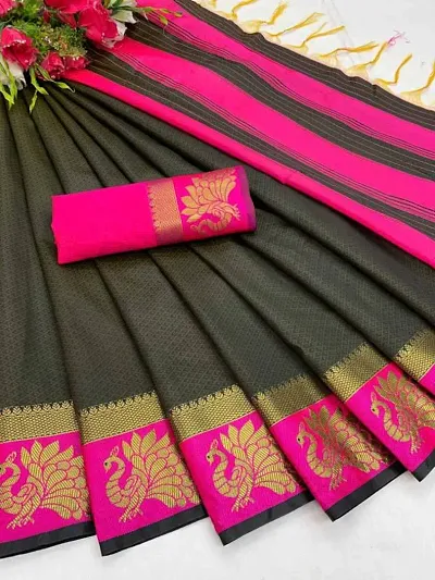 Stylish Kanjiweram Woven Design Saree with Blouse piece For Women