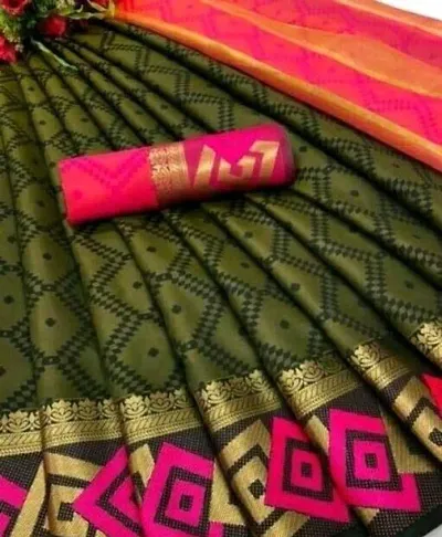 Stylish Kanjiweram Woven Design Saree with Blouse piece For Women