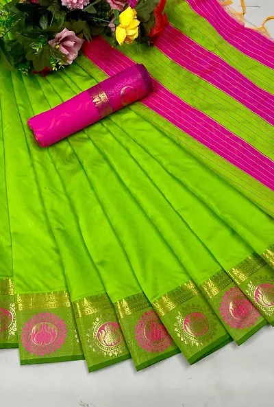 Silk Self Woven Jacquard Border Sarees with Blouse Piece