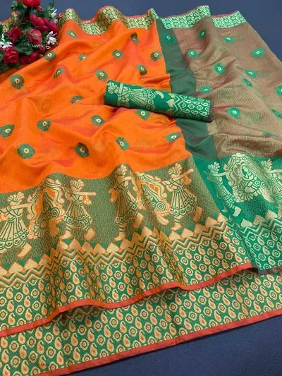 Stylish Woven Design Saree with Blouse piece For Women