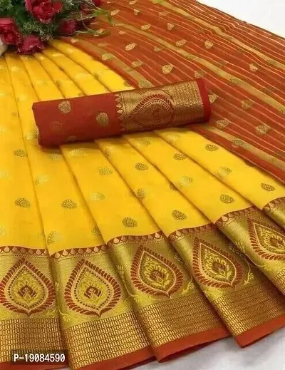 Stylish Lichi Silk Woven Design Saree with Blouse piece For Women