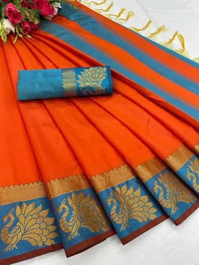 Art Silk Jacquard Border Sarees with Blouse piece