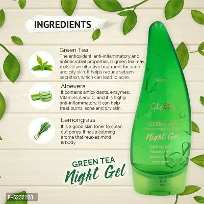 Globus Naturals Green Tea Moisturizing  Soothing Night Gel 100 Gms 100% Natural | Paraben Free | Sls Free | All Skin Types-thumb3