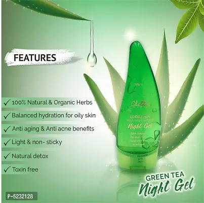 Globus Naturals Green Tea Moisturizing  Soothing Night Gel 100 Gms 100% Natural | Paraben Free | Sls Free | All Skin Types-thumb4