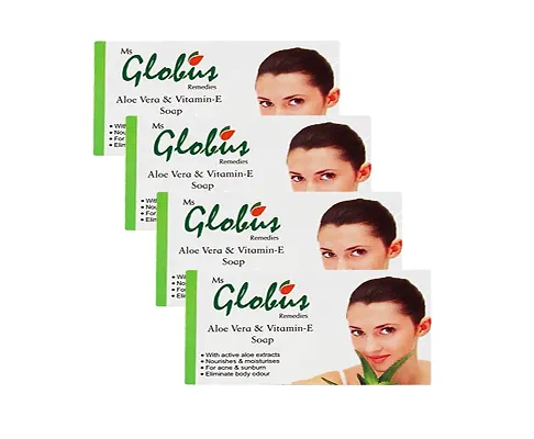 Globus Remedies Aloe Vera Vitamin-E And Milk Cream Soap, 100 Ml (Pack Of 4)