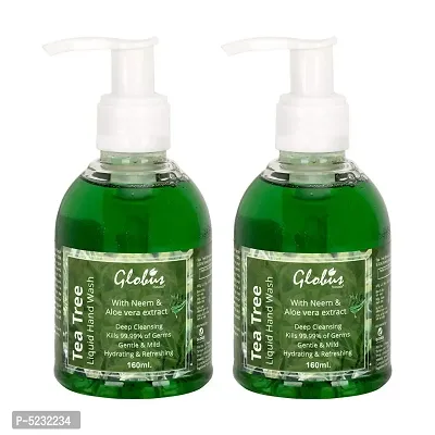 Globus Naturals Tea Tree Liquid Hand Wash With Neem  Aloe Vera (Pack Of 2)-thumb0