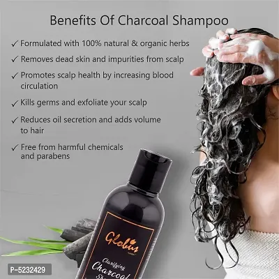 Globus Naturals Clarifying Charcoal Shampoo 250 Ml | Enriched With Amla, Almond| Reduces Damage Caused By Pollution | Deep Cleansing Formula | Certified Organic | Paraben Free | For Oily Hair  Scalp-thumb4
