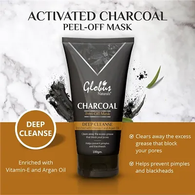 Globus Naturals Charcoal Peel Off Mask Enriched with Vitamin-E and Argan Oil  