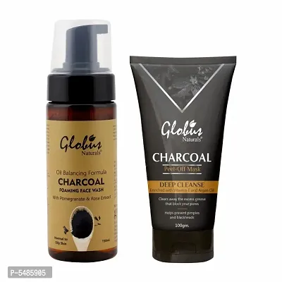 Globus Naturals Charcoal Peel Off Mask  Charcoal Foaming Face Wash