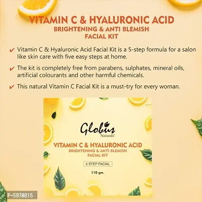 Globus Naturals Anti-Ageing Hyaluronic Acid and Vitamin C Lightening Brightening Facial Kit For Beautiful  Glowing Skin 110 g-thumb0