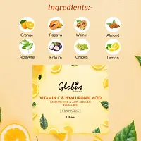Globus Naturals Anti-Ageing Hyaluronic Acid and Vitamin C Lightening Brightening Facial Kit For Beautiful  Glowing Skin 110 g-thumb2