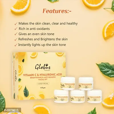 Globus Naturals Anti-Ageing Hyaluronic Acid and Vitamin C Lightening Brightening Facial Kit For Beautiful  Glowing Skin 110 g-thumb4