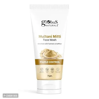 Globus Naturals Multani Mitti Face Wash, Enriched With Turmeric  Saffron, For Pimple Control, Suitable For Oily  Acne Prone Skin, 75 gm-thumb0