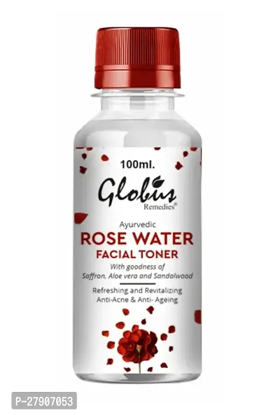 Globus Remedies Ayurvedic Rose Water Facial Toner with Goodness of Saffron, Aloe Vera  Sandalwood, 100 ml