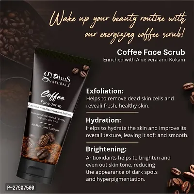 Globus Naturals Coffee Face Scrub Enriched with Aloe Vera and kokum For All Skin Types, 100 gms-thumb5