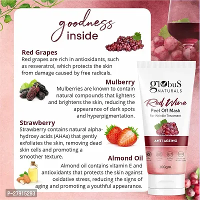 Globus Naturals Red Wine Peel of Mask for Wrinkle Treatment For Anti ageing  100gm-thumb5