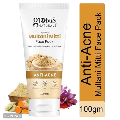 Globus Naturals Anti Acne Multani Mitti Face Pack, For Oily  Acne Prone Skin, 100 gm