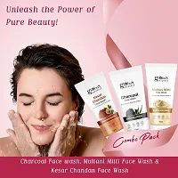 Naturals Face Wash Combo - Set of 3 Charcoal, Multani Mitti   Kesar Chandan Face Wash -  225 gm Each-thumb1