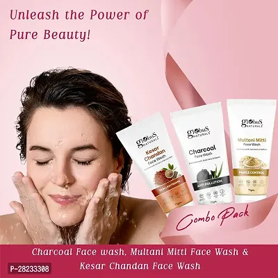 Naturals Face Wash Combo - Set of 3 Charcoal, Multani Mitti   Kesar Chandan Face Wash -  225 gm Each-thumb2