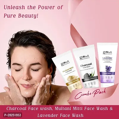 Naturals Face Wash Combo - Set of 3, Charcoal, Multani Mitti  Lavender Face Wash -  225 gm Each-thumb4