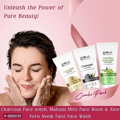 Naturals Face Wash Combo - Set of 3, Charcoal, Multani Mitti   Aloe Vera Neem Tulsi Face Wash -  225 gm-thumb4