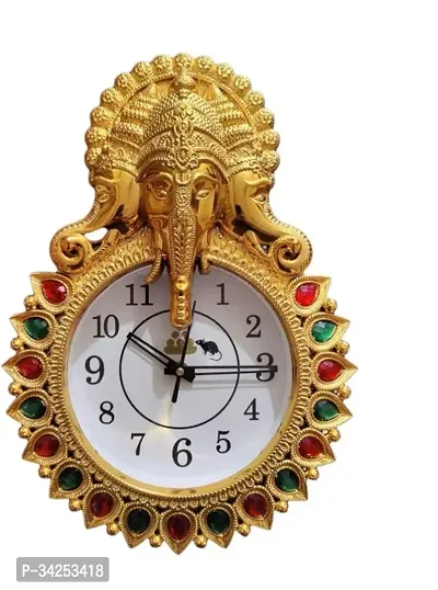 Designer Golden Plastic Analog Wall Clock-thumb0