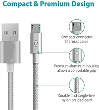 Nirsha Nylon Braided Unbreakable 5V/3A Super Fast Charging  Data Sync Cord/Cable for Asus Zenfone 4 Max ZC520KL/ Zenfone 4 Max Plus ZC554KL/ Zenfone 4 Max Pro ZC554KL, All Smart Phone (Silver)-thumb3