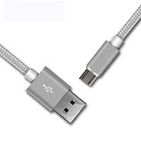 Nirsha Nylon Braided Unbreakable 5V/3A Ultra Fast Charging  Data Sync Cable for Samsung Galaxy J2 Prime/Galaxy A8/ Galaxy On8/ Galaxy On7/ Galaxy Grand Prime Plus  All Micro USB Smartphone (Silver)-thumb1